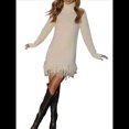 thumbnail image 2 of Vestido Tipo Suéter de Larga para Mujer, Informal, de Punto Acanalado, con Borlas, para Otoño. Albaricoque L, 2 of 8