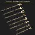 thumbnail image 4 of 16Pcs 8 Styles Stainless Steel Extender Chain Key/Heart/Dolphin/Flower/Butterfly Necklace Bracelet Extender Chain Set Golden Tail Chain for Jewelry Making Extensions Gold, 4 of 6