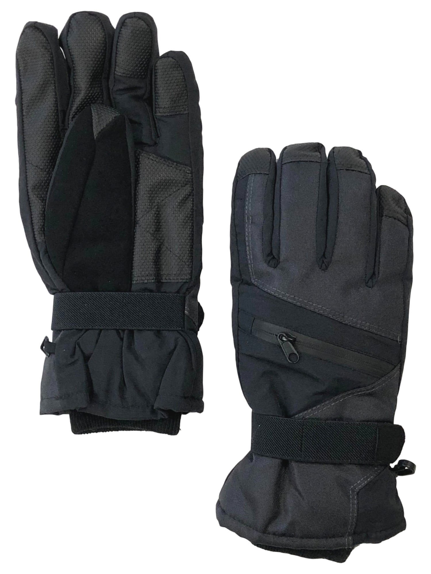 Mens TEK GEAR Fleece & Nylon Touch Screen Compatible BLACK Gloves M/L & L/XL NWT 