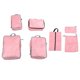 thumbnail image 1 of 7 Uds cubos de embalaje de compresión bolsa comprimible de equipaje ligera de poliéster de polipropileno para maleta de viaje rosa, 1 of 10