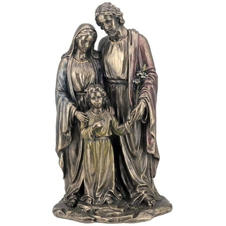 Holy Family Bronze - 9.75 Inch Holy Family Cold Cast Decorative Figurine, Bronze Color