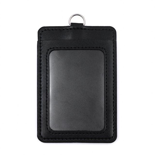 GOGO 10Pcs Vertical Horizontal 2-Sided PU ID Card Badge Holder Pouch Stock Case-vertical black-10 Packs