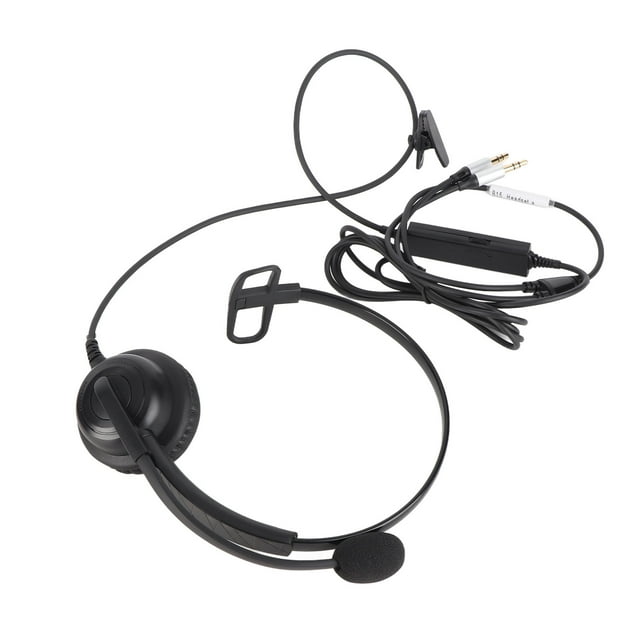 Auriculares de una sola oreja, cómodos, ligeros, con cancelación de ruido, con cable y micrófono para centro de llamadas y oficina, puertos duales de 3,5 mm.