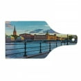 thumbnail image 1 of Cityscape Cutting Board, Scandinavian Stockholm Old Town Sweden by Lake Gamla Stan View Autumn Day Scenery, Tempered Glass Cutting and Serving Board, Wine Bottle Shape, Multicolor, by Ambesonne, 1 of 1