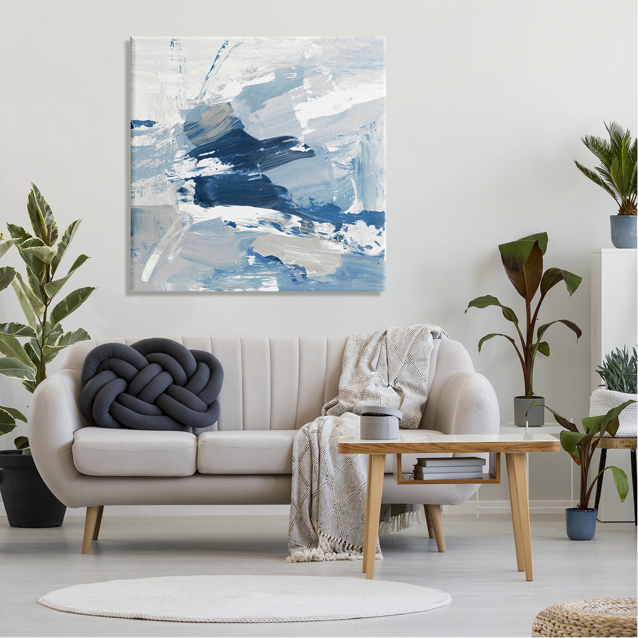 Stupell Industries Abstract Brushed Blue Painting Painting Gallery Wrapped Canvas Print Wall Art, Design by Lanie Loreth