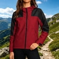 thumbnail image 2 of Aezemi Women Zip up Hoodie Raincoat Waterproof Windbreaker Adjustable Hooded Long Sleeve Fashion Hiking Travel Rain Jacket Full Zip Lightweight Color Block Outerwear with Pockets XL, 2 of 9