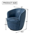 thumbnail image 2 of DREAMSIDEA Swivel Club Barrel Chair, PU Leather Swivel Accent Chair Upholstered Barrel Armchair for Living Room Modern Round Club Chair High Back- Navy Blue, 2 of 5
