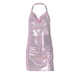 thumbnail image 4 of Robe Mini Pailletée pour Femmes Col Halter Fente Latérale Dos Nu Robe Moulante Club, 4 of 7