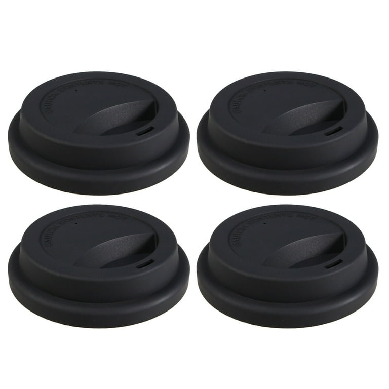 4pcs Silicone Coffee Mug Lids Reusable Travel Cup Covers Dustproof Coffee  Cup Lid (Black) 