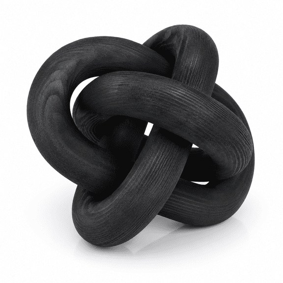 Large Wood Knot Decor,3-Link Wood Chain Link Decor,Hand Carved Decorative Boho Wooden Knot for Coffee Table,Entryway Modern Farmhouse Shelf Decor Craft Ornaments for Living Room Office (Black)