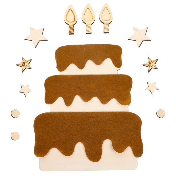 1 juego de calcomanías de madera para pared de cumpleaños, letreros de madera con forma de pastel, decoraciones para baby shower