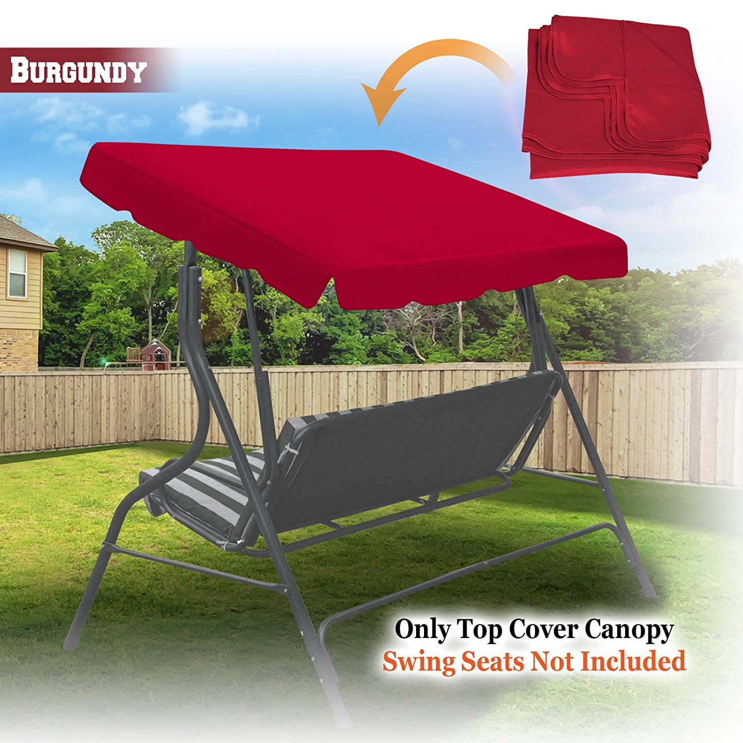 Outdoor Swing Cover Replacement Canopy Top for Porch Patio Garden Pool Seat 