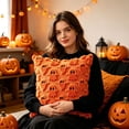 thumbnail image 6 of Halloween Ghost Pillow Cover, Black Faux Rabbit Fur, 1 Piece Decorative Throw Pillow Cover for Halloween Party Indoor Outdoor Sofa Couch Bedroom Living Room Holiday Decoration, 6 of 8
