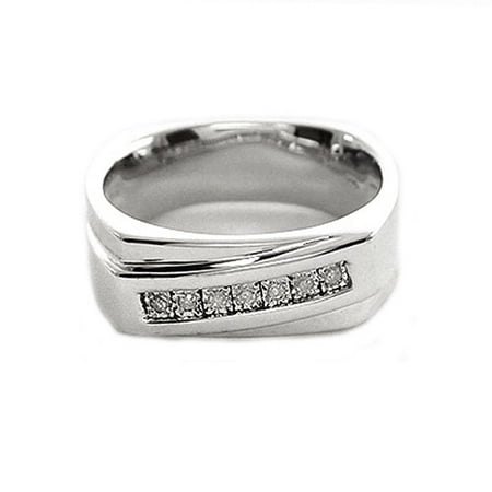 Men's White Diamond Accent Seven-Stone Sterling Silver Ring