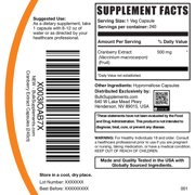 BulkSupplements Cranberry Extract Capsules - 500mg per Serving (240 Capsules - 240 Servings)