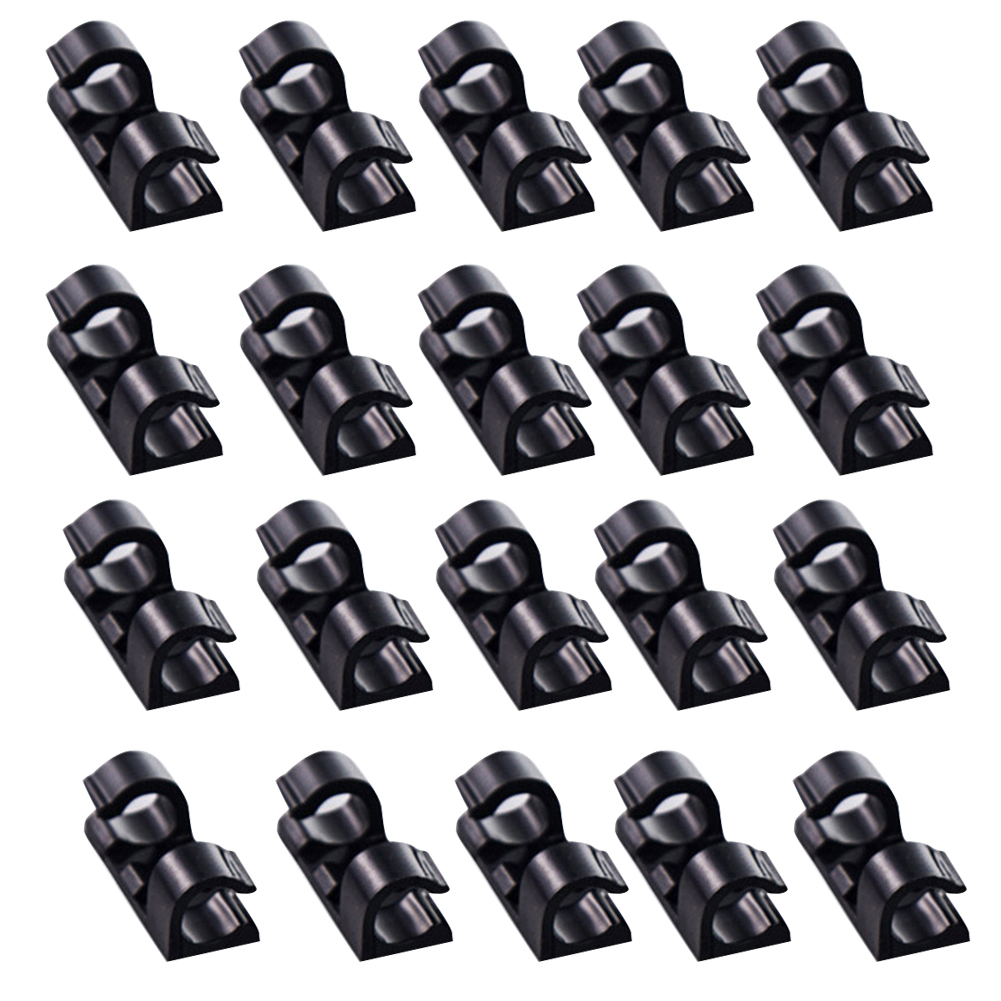 Grofry 20Pack Self-Adhesive Network Charge Cable Clip Wire Organizer Fixer Holder Clamp Black Small