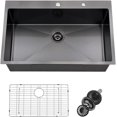 thumbnail image 1 of Drop in Kitchen Sink  Nano  Stainless Steel Deep Single Bowl with Efficient Drainage and Tarnish- Finish for Bar  Laundry  RV  Includes Accessories, 1 of 6
