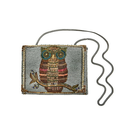 Mary Frances Beaded Owl Handbag - Designer Clutch/Crossbody Purse with
