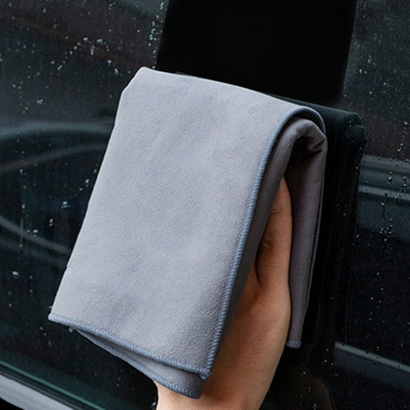 ROVTECT Chamois Leather and Coral Fleece Car Drying Towel, Absorbent Shammy Cleaning Cloth for Cars, Glass, Mirrors, Gray, 30x40cm