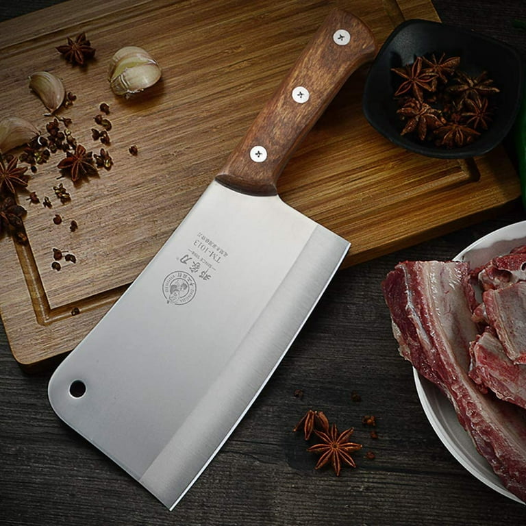 DENGJIA Heavy Duty Cleaver 7.5 Inch Chinese Bone Chopper Knife with Full  Tang Handle Vegetable Knife and Meat Cleaver - AliExpress