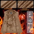 thumbnail image 2 of YUCOLEN Men's Winter Thick Fleece Lined Warm Jacket Casual Trucker Work Coat with Multi Pockets Zip Khaki L, 2 of 6