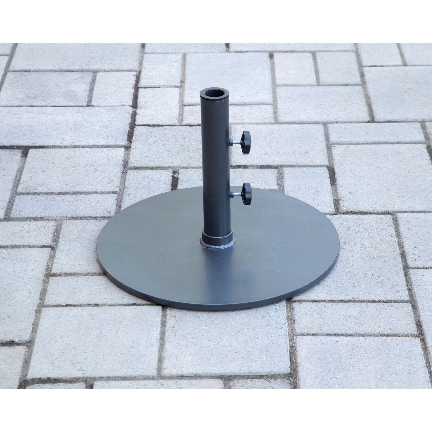 Hanover Commercial-Grade Outdoor 50 lbs Black Round Aluminum Patio Umbrella Base with Rust Resistant Material