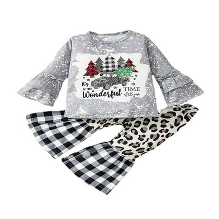 

Kids Toddler Baby Girls Boys Autumn Winter Christmas Print Cotton Long Sleeve Tops Pullover Pants Set Clothes 3 Boys