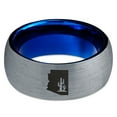 thumbnail image 2 of Tungsten Arizona The Grand Canyon State Cactus Band Ring 8mm Men Women Comfort Fit Blue Dome Brushed Gray Polished, 2 of 4