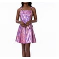 thumbnail image 5 of FNNMNNR Women‘s Metallic Sleeveless Mini Dress High Waist Sparkly Party Disco Holographic Dress Clubwear, 5 of 6