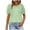 Green, variant on Women’S Swiss Dot Lace Puff Short Sleeve T-Shirt, Round Neck Pleated Front Casual Top, Soft Polyester Summer Daily Wear Blouse, 1 Piece, Sizes S Through XXL