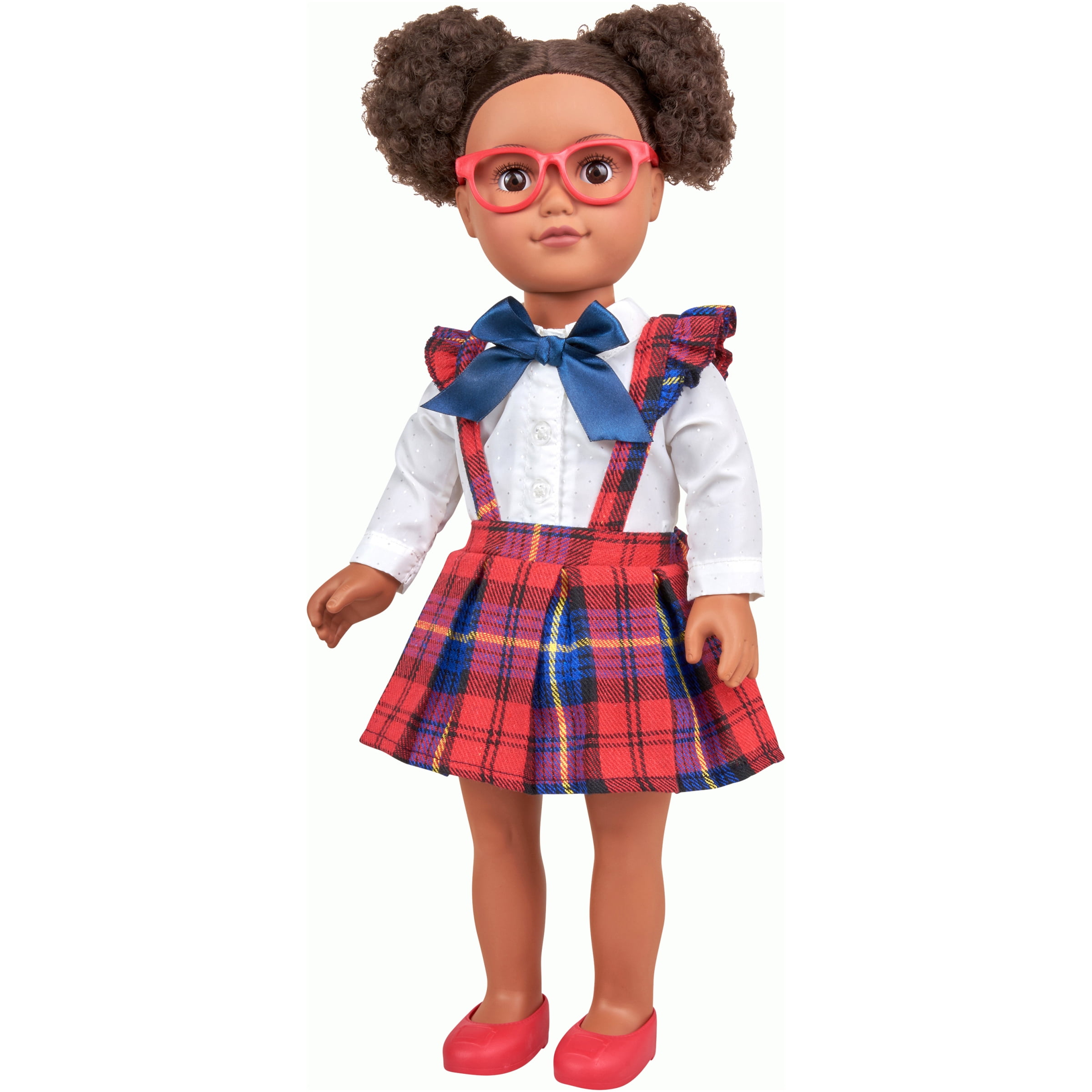 Poseable School Girl Doll, Curly Hair 
