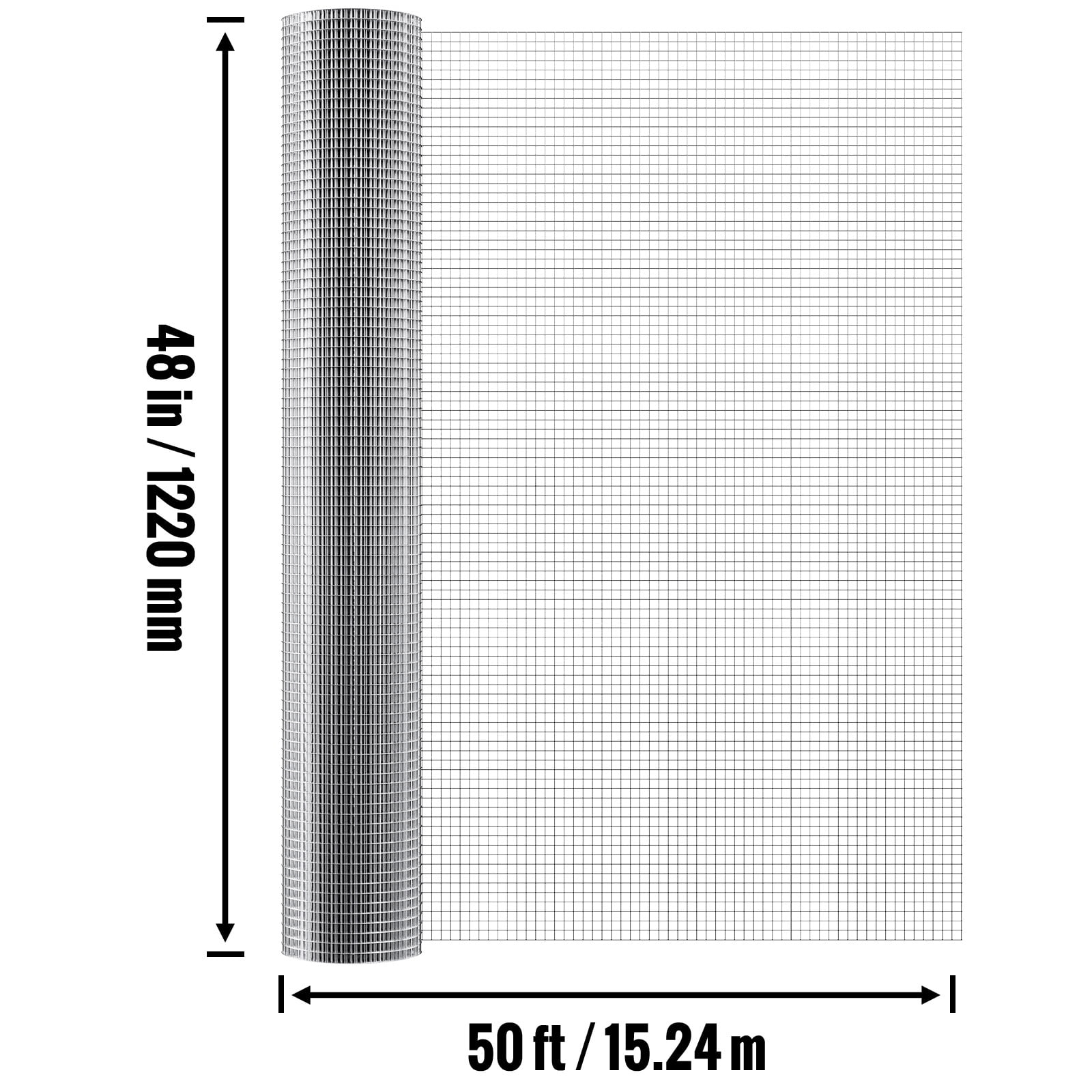KFFKFF Metal Mesh, 1/2 inch 48in x 50 ft 19 Gauge, Thermally Treated Zinc-Coated Wire Roll, Poultry Netting, Wire Grid for Bunny Hutches, Landscaping, Petite Vermin