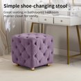 thumbnail image 5 of LEHZROAJ Button Tufted Velvet Vanity Stool with Metal Legs, Modern Makeup Ottoman, Upholstered Foot Rest Footstool for Living Room Bedroom（Purple）, 5 of 10