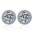 thumbnail image 5 of 925 Sterling Silver Earrings 1 Carat Moissanite Four-Claw Round Earrings, 5 of 5