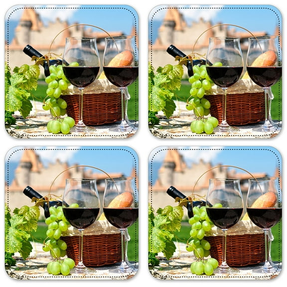 Vinyl Drink Coasters - Set of 4 - Wine by the Castle