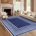 thumbnail image 3 of Nanan 5'x7' Modern Bordered Area Rug Geometric Carpet, Washable Stain-Resistant Non-Slip Rug for Living Room Bedroom Home Office, Blue, 3 of 10