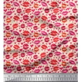 thumbnail image 1 of Soimoi White Rayon Crepe Fabric Heart & Lips Women Decor Fabric Printed Yard 46 Inch Wide, 1 of 3