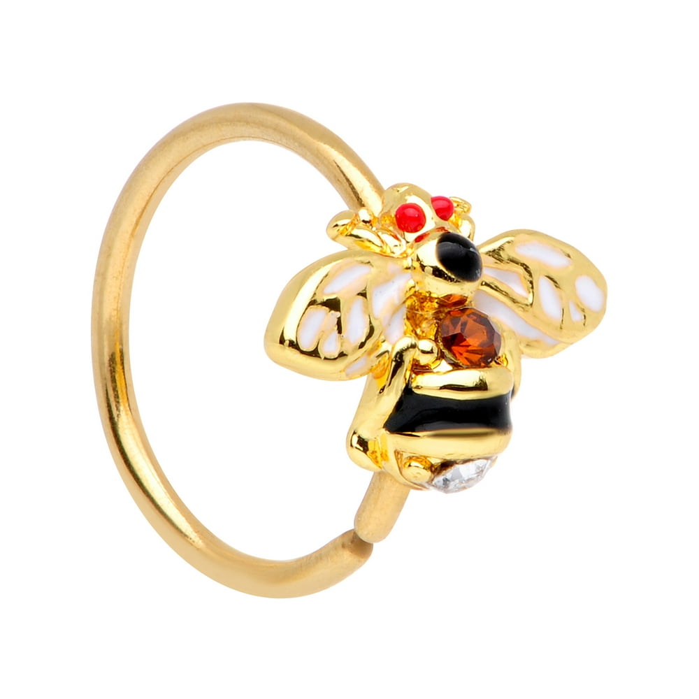 Body Candy Womens 20G Anodized Steel Yellow Accent Bee Nose Ring Nose