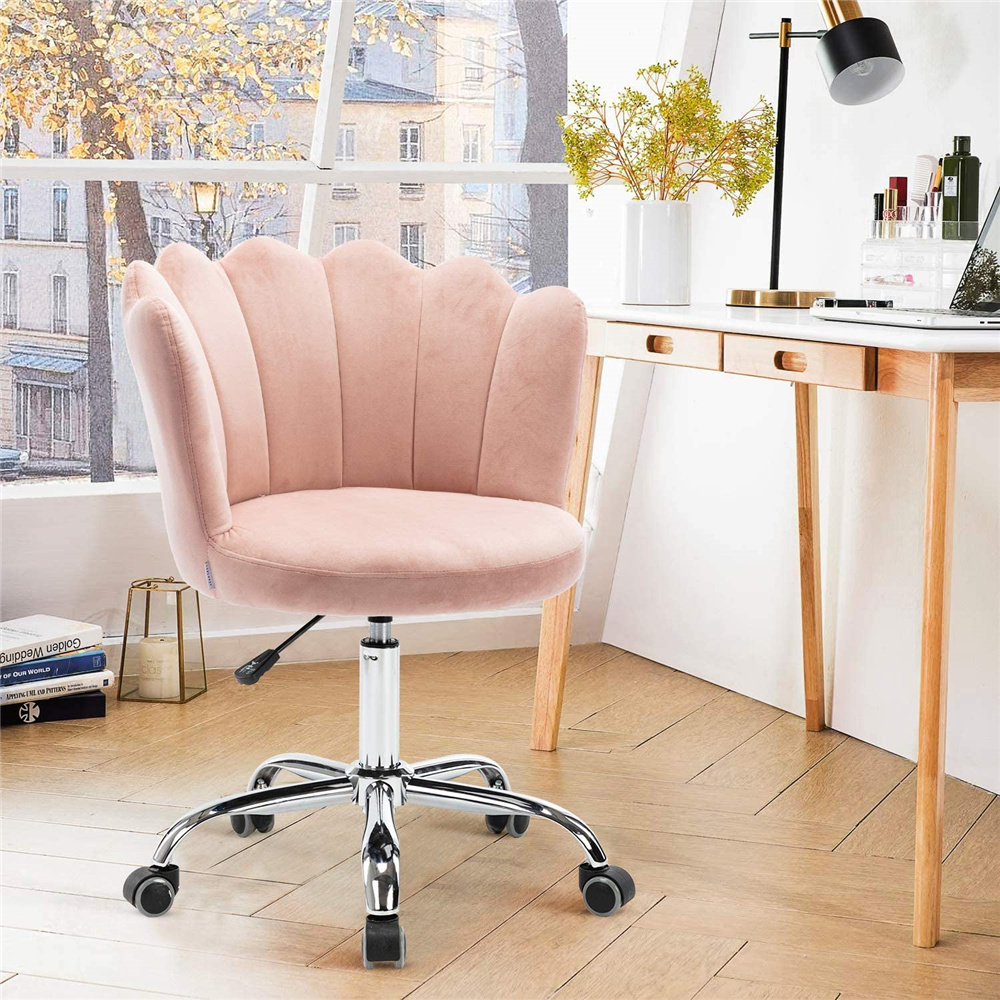 Accent Chair, Adjustable Velvet Desk Chair for Home Office, Pink Vanity ...