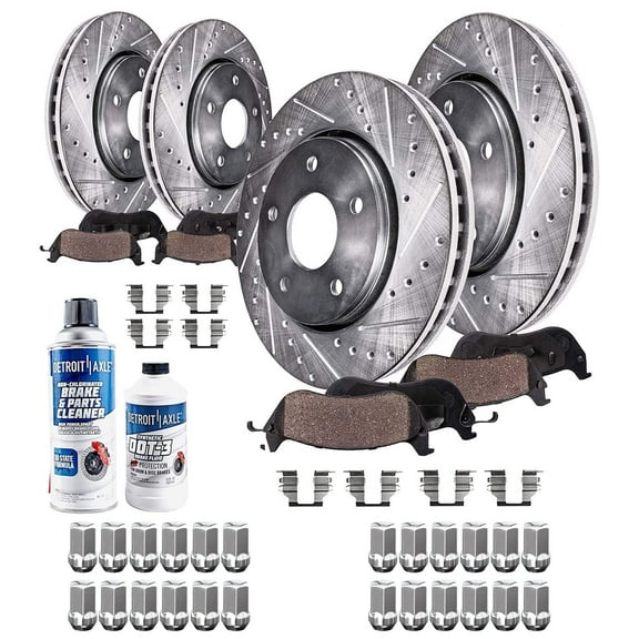 Detroit Axle - Brake Kit for 2012-2018 Ram 1500 Front & Rear 5-Lug Drilled Brakes Rotors Brake Pads