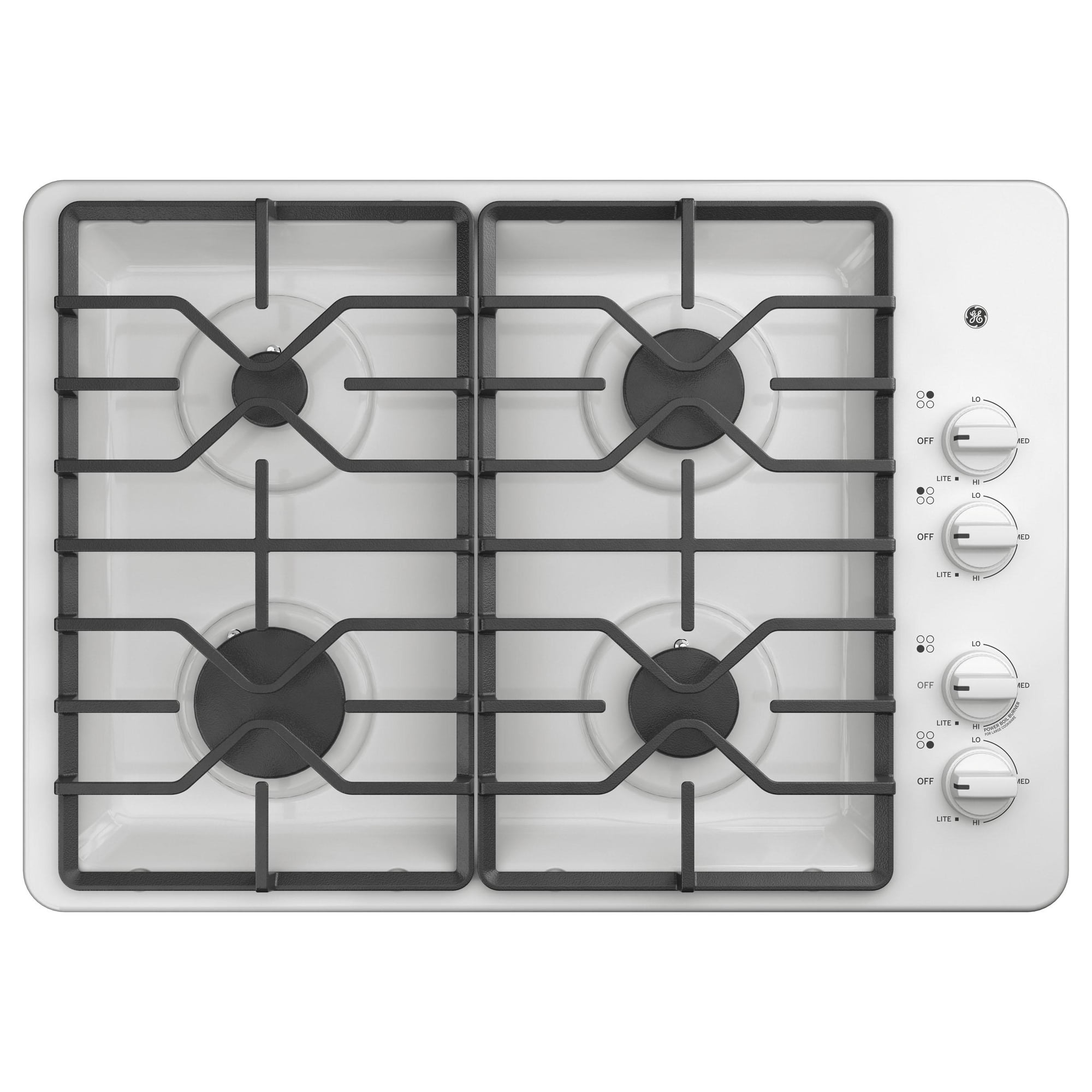 GE® Appliances 30" Built-In Gas Cooktop model JGP3030DLWW white 4 3/4 Hx 30 W x 21 D