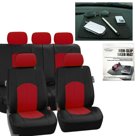 FH Group, Perforated Leather Seat Covers for Auto Car Sedan SUV Van, Full Set with Auto Dash Grip Pad, 8 Colors