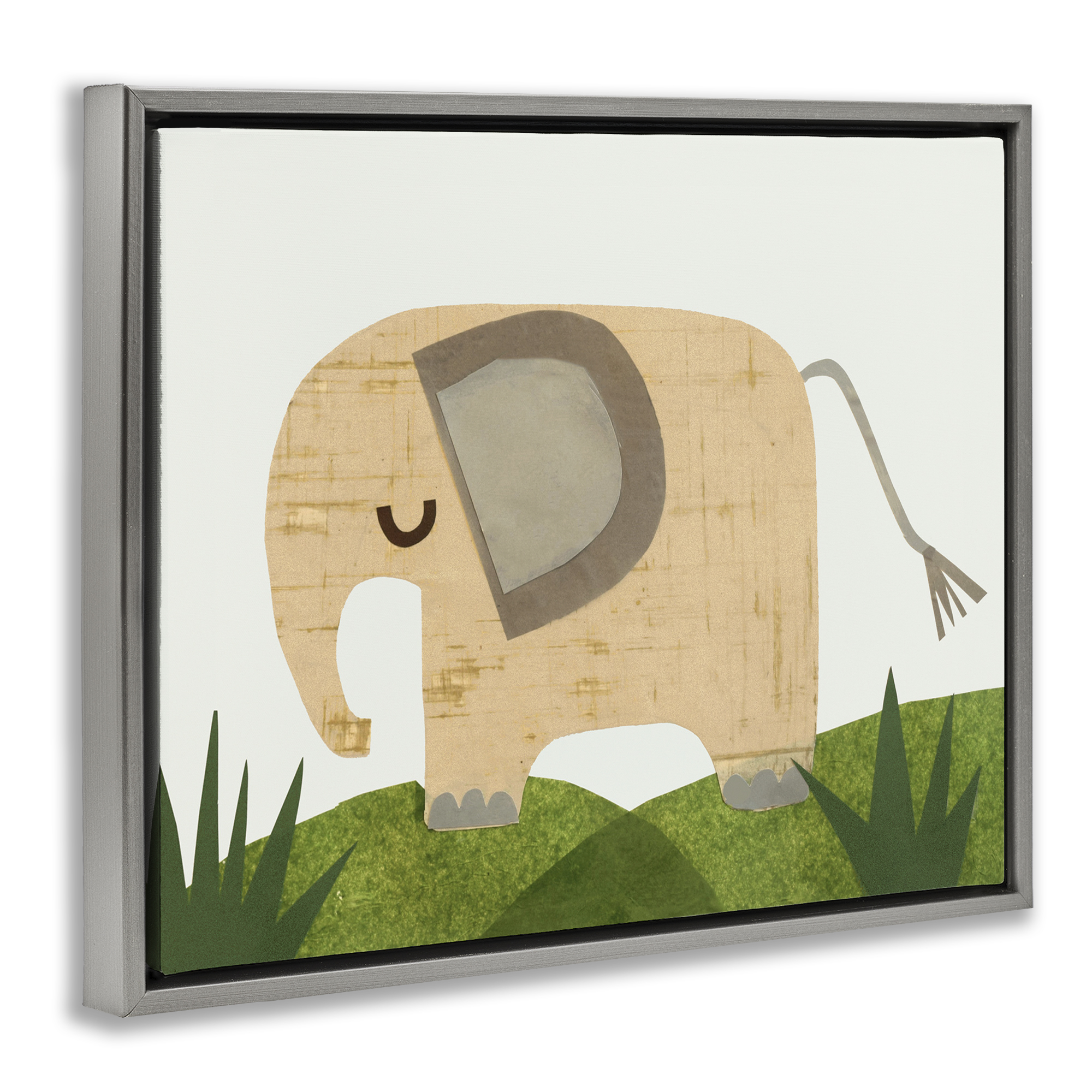 Stupell Industries Cozy Corner Elephant Animals & Insects Painting Gray Floater Framed Art Print Wall Art, 31 x 25