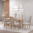thumbnail image 2 of GDF Studio Beckstrom French Country Wood Upholstered Dining Chairs, Set of 6, Light Gray and Natural, 2 of 9