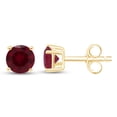 thumbnail image 3 of 0.50 Carat Round Shape Simulated Ruby Solitaire Stud Earrings In 14K Yellow Gold Over Sterling Silver Push Back Jewelry, 3 of 5