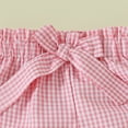 thumbnail image 6 of Sopiago Toddler Baby Girl Summer Outfit Bow Embroidery Short Sleeve T-Shirt Plaid Ruffle Shorts Set Little Girls Clothes 2-3 Years,Pink, 6 of 7
