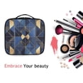 thumbnail image 6 of FORMRS Travel Makeup Bag Large Capacity Train Case Cosmetic Organizer with Adjustable Dividers, Blue Geometric Pattern, 6 of 8