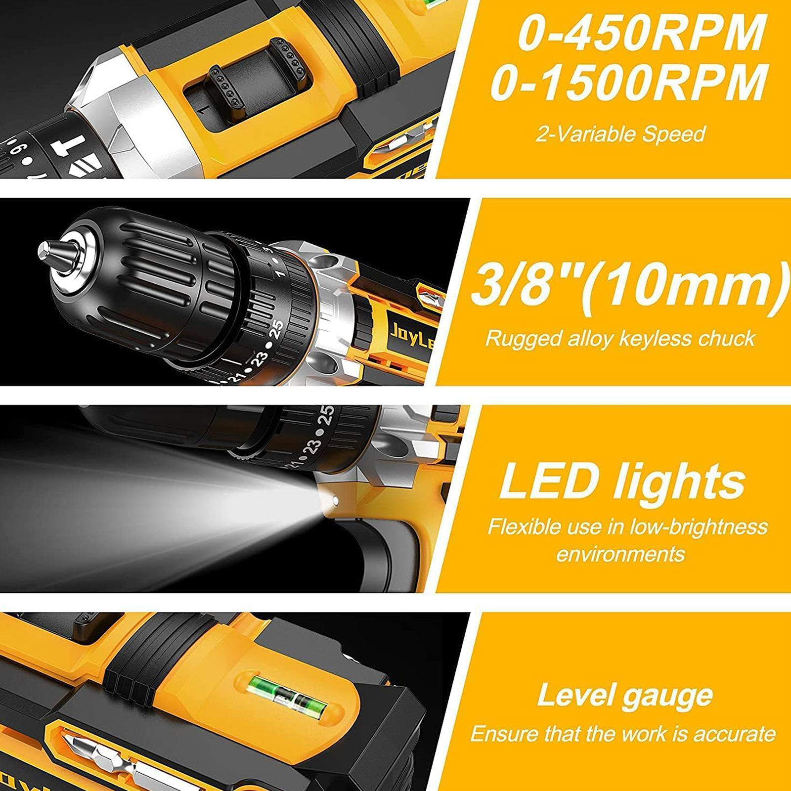 136-piece heavy-duty cordless electric drill tool set (including 2 batteries), lithium-ion drill press, screwdriver, drill bit, wrench, pliers All-purpose electric tool box set for home maintenance,