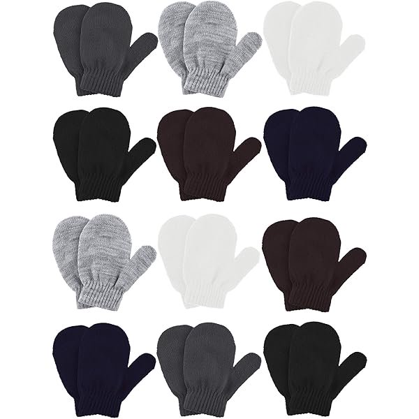 wonima44 Boao 12 Pairs Toddler Mittens Bulk Kids Winter Knit Gloves pack Childrens Stretch Mittens for Toddler Boys Girls