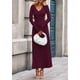 thumbnail image 4 of Vestido Largo de Mujer PRETTYGARDEN Burdeos de Punto Acanalado Talla L, 4 of 8